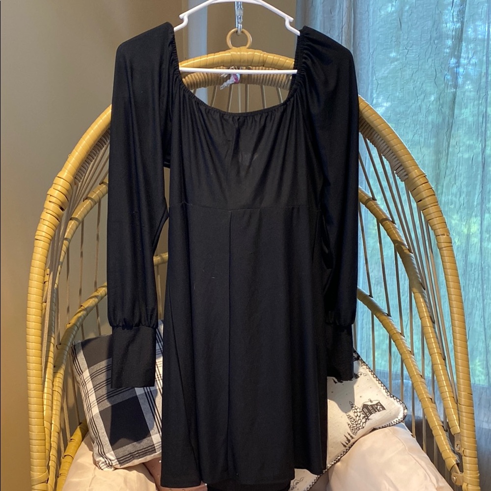 Lily Rose Black Ruched Tie Front Babydoll Dress - Picture 3 of 4